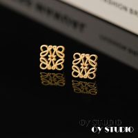 2023 Genuine  OUYANG Luojia square hollow earrings for women niche design high-end light luxury high-end earrings 2022 new style