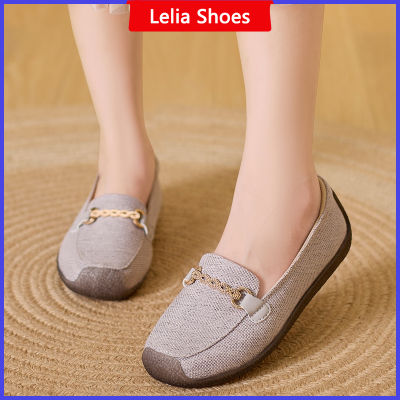 รองเท้าส้นเตี้ยสำหรับผู้หญิงขนาดใหญ่ผ้าใบสไตล์เกาหลี35-41สีดำสีเทาสีเบจรองเท้าเรือรองเท้าสลิปออนลำลอง