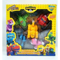 HOT!!!♠ pdh711 5in1 ABS Min Transformation Gogo Dino Action Figures REX Deformation Car Airplane Motorboat Crane Dinosaur toys for Kids