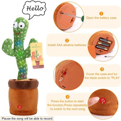Dancing Cactus Toys Speak Electronic Plush Toys Twisting Singing Dancer For Babies Children Toy Music Luminescent Christmas Gift