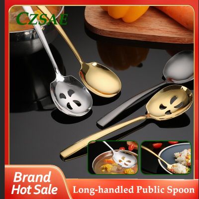 1pcs Long-handled Public Spoon 304 Stainless Steel Dinner Kitchen Rice Salad Tableware Hotel Restaurant Soup Spoon Cooking Utensils