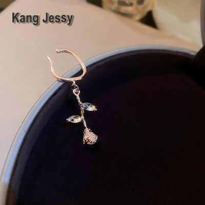 Kang Jessy ต่างหูแบบไม่มีรูหูดอกกุหลาบสไตล์เกาหลีดีไซน์อันเป็นเอกลักษณ์สไตล์ฝรั่งเศสต่างหูต่างหูบุคลิกภาพเดี่ยวต่างหูอารมณ์ย้อนยุค