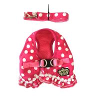 【jw】✷ Luxury Dot Pattern Design Dogs Chest Harness Dog Leash Small Supplies