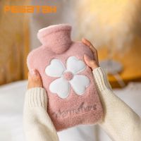 1000ML Warm Water Bag Winter Warm Belly Hand Warmer Cute Plush Hot Water Bag Flower Hot Water Bottle Bag Water Warmer