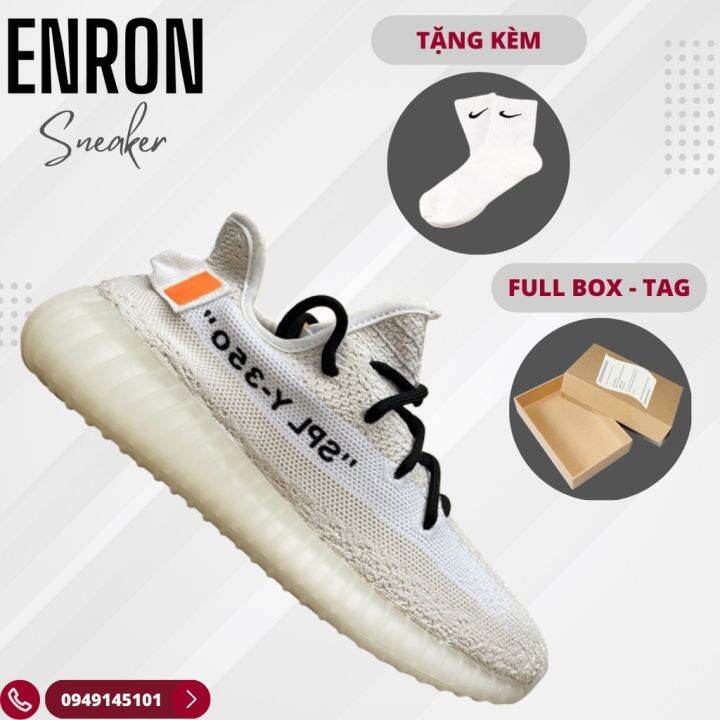 Giày Sneaker Adidas Yeezy 350 V2 Off White, Giày Thể Thao Nam Nữ Yz 350 V2  Ow Trắng Sữa, Full Box + Free Tất Nike | Lazada.Vn