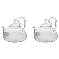 2X 650Ml Heat Resistant High Handle Flower Coffee Glass Tea Pot Blooming Glass Teapot with Strainer