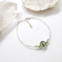 สร้อยข้อมือเงินหินพรีไนท์+เพอริดอท Prehnite+Peridot