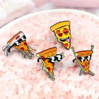 hot【DT】 Walk Pizza Enamel Brooches funny Weird Pin Cartoon cute pizza Badge To friends who like Jewelry gift for kids