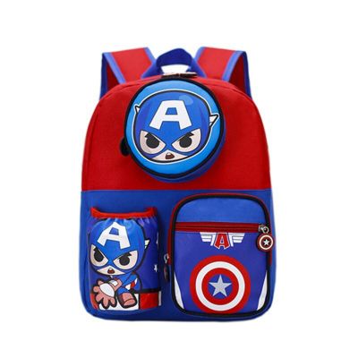 Marvel กระเป๋านักเรียนสามมิติสำหรับเด็ก,กระเป๋าแบบสะพายไปเดอร์แมนระบายอากาศได้สำหรับเด็กอนุบาลกระเป๋าสะพายหลังทำจากเหล็ก