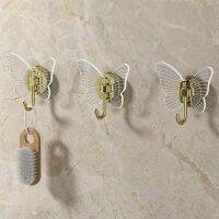 ⊙﹊ Wall Decoration Hook Butterfly Shape Clothes Bags Keys Hanger Strong Adhesive No Harm to Wall Home Buttery Storage Hanger