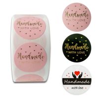 hot！【DT】❡  Round 25mm  Handmade With Love  Paper Stickers Adhesive Labels Baking wedding decoration birthday party Sticker