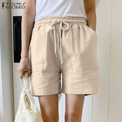(สินค้ามาใหม่)(จัดส่งฟรี)Fancystyle ZANZEA กางเกงขายาวหลวมลำลองผู้หญิงวินเทจเพรพพี้เอวยางยืดกางเกงขาสั้น #8