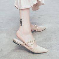 Half Slippers 2021 Korean Edition New Riveted Womens Flat Shoes