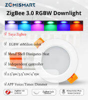 zemismart สมาร์ท Zigbee ไฟ LED สปอตไลท์ RGBW หรี่แสงได้ Alexa Voice APP จับเวลาโคมดาวน์ไลท์กลับบ้านผ่านฮับ ZMHK01