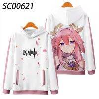 Genshin Impact Yae Miko cosplay hoodi sweatshirt Noelle 3D Print unisex Hooded Sweatshrits Oversized Pullover harajuku man hoodi