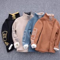 Children Boys Sweater Soft Turtleneck Kids Winter Warm Pullover Tops Long Sleeve Letters Printing Sweater Fashion Girls Hoodies