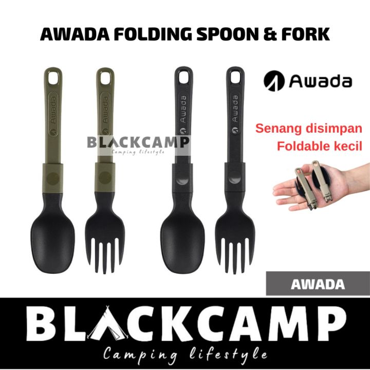 Awada Folding Spoon Fork Utensil Cutlery Set Camping Outdoor