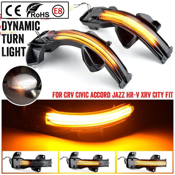 1 Pair Dynamic LED Side Door Wing Turn Signal Light Mirror Indicator For Honda CRV Fit City Jazz