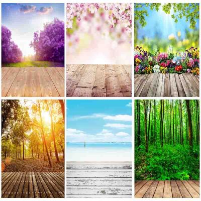 SHENGYONGBAO Spring Flower Forest Wooden Floor Backgrounds Sky Sea Baby Portrait Photo Backdrops Studio Props 211025 ZLSY-85 Food Storage  Dispensers