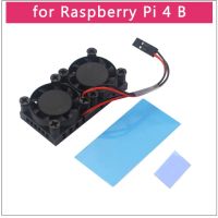 【✴COD✴】 fuchijin77 Raspberry Pi 4 B แผงวงจร Pcb พัดลมซีพียูคู่พัดลมทำความเย็นโมดูลคูลเลอร์ระบายความร้อนสำหรับ Raspberry Pi 3 Model B Plus/ 3b / 4b