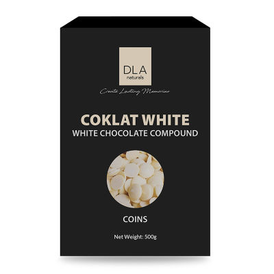 สินค้ามาใหม่! DLA ไวท์ช็อกโกแลต คอมพาวด์ แบบเหรียญ 500 กรัม DLA White Chocolate Compound Coins 500g ล็อตใหม่มาล่าสุด สินค้าสด มีเก็บเงินปลายทาง