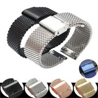 AAA High Quality Watch Band 18 20 22 24 mm Mesh Stainless Steel Replacement  Watch Strap Smart Rose Gold Blue Milanese Leather Straps