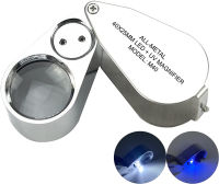 Pineapple LLC 40X Jewelers Loupe Magnifier with Light, Foldable Eye Loop Magnifier, LED UV Illuminated for Trichomes, Coins, Currency, Diamonds, Jewelry, Gems, Plants, Stamps, Silver, Small (M40)