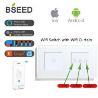 Bseed Wifi Curtain Switch Smart Sensor Touch Switch Wireless Smart 1/2/3gang 1/2/3 Way Touch Light Switches App Control Alexa