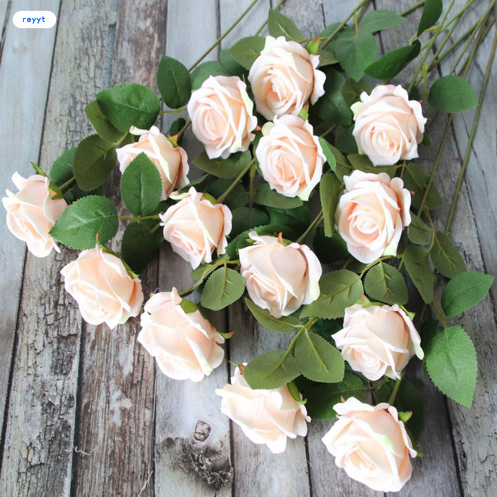 ghj-กุหลาบดอกเดียวโรแมนติกแสนหวานกุหลาบประดิษฐ์สมจริงพร้อมผ้ากำมะหยี่สำหรับช่อดอกไม้งานแต่งงานแบบ-diy