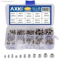 ✚✢⊕ AXK 200Pcs Allen Head Socket Hex Set Grub Screw Assortment Cup Point Stainless Steel M3/M4/M5/M6/M8 With Plastic Box