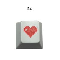 ✧⊕ New High Quality R4 Keycap Love Cherry Profile Dip Dye Sculpture PBT Keyboard Keycap for Mechanical Keyboard Etched Pixel Heart