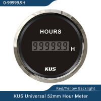 KUS กันน้ำ52มม. 0-99999.9เครื่องมิเตอร์ชั่วโมงพร้อมแสงไฟสีแดงหรือเหลือง12V/24V เวลาทำงานของเครื่องยนต์