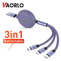 VAORLO ACC 3ใน1กลอง Quick Charge เคเบิลไมโคร USB Type-C 3A โทรศัพท์มือถือ Quick สายชาร์จสำหรับ iPhone ซัมซุงฮัวเหว่ยเสี่ยวหมี่ OPPO ViVO Android