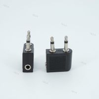 Air Plane dual 3.5mm female to 2 jack male Plug Airplane socket Airline Headphone Mono Audio connector Travel Splitter Adapter YB1TH