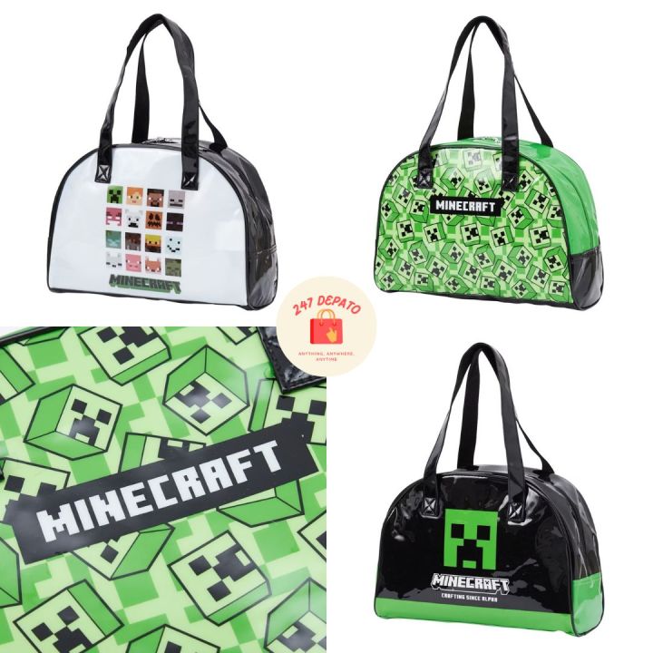 ของแท้-พร้อมส่ง-กระเป๋าพลาสติก-กันน้ำ-minecraft-มายคราฟ-ว่ายน้ำ-กระเป๋า