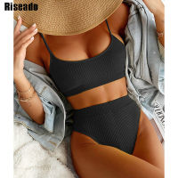 【CW】Riseado High Waist y Bikini Ribbed Swimwear Women Solid Swimsuit 2022 New zilian Biquinis High Cut Bathing Suit Beachwear