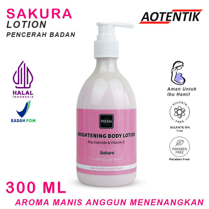 Lotion Pencerah Kulit, Sakura brightening body lotion 300 ml dengan