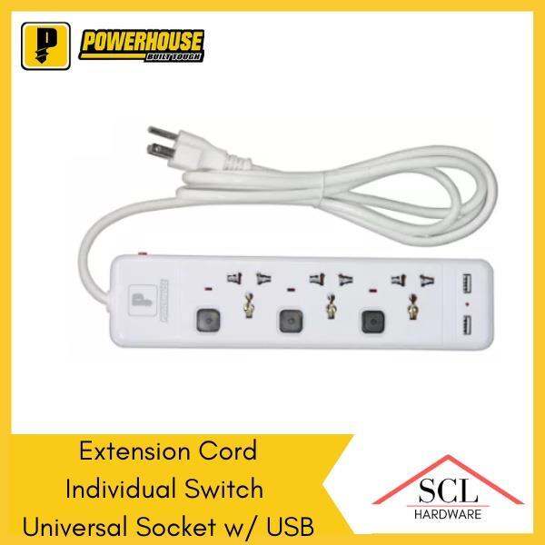 Powerhouse Electric Extension Cord Individual Switch USB Universal Outlet PHEC400U PHE 3G/4G