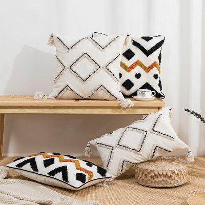 Decoration Cushion cover 45x45cm/30x50cm Pillow Cover Tufted Zigzag Diamond for Living Room Sofa Couch Bedroom Chair Seasonable