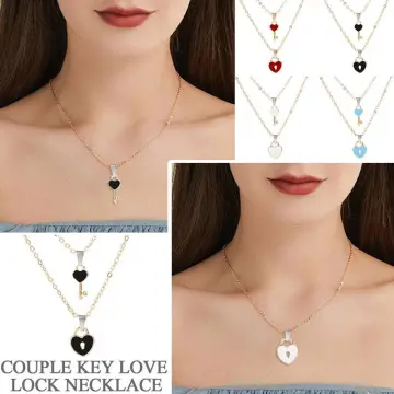 Lock and Key Couple Necklaces With Garnet and Rose Quartz, Boyfriend  Girlfriend, Matching Jewelry, Couple Gifts, N1511 - Etsy