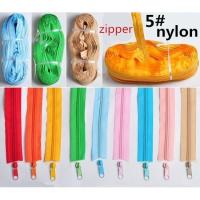 5 multicolor nylon zipper gift 10pcs puller head 10 meter/lot