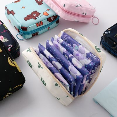 Women Sanitary Napkin Storage Bag Portable Cotton Pad Pouch Cosmetic Bags Girls Travel Makeup Bag Tampon Holder Organizer