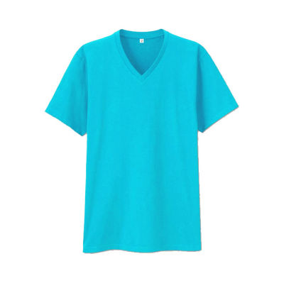 Tatchaya เสื้อยืด คอตตอน สีพื้น คอวี แขนสั้น Sky Blue (สีฟ้า) Cotton 100%