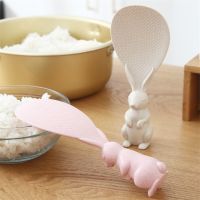 ▫❀□ Straw rabbit spoon can stand up rabbit rice spatula rice cooker creative non-stick rice cartoon rice spoon rice spoon 1PC