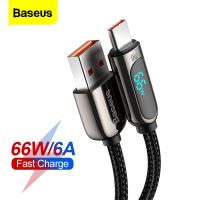 Baseus 66W สาย USB Type C 6A LED Fast Charger Charger สายไฟสำหรับ Huawei P40 Xiaomi Mi 10 Samsung S20 ข้อมูลสายโทรศัพท์ USBC