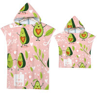 Printed Avocado Hooded Beach Towel Microfiber Towel Poncho for Swimming Beach s and Children Shower Towel bathroom