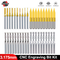 1040Pcs 3.175Mm Titanium Coated Essential Corn Router Bit Flat End Mill PCB Carbide Router Bits Set For CNC Milling Tools