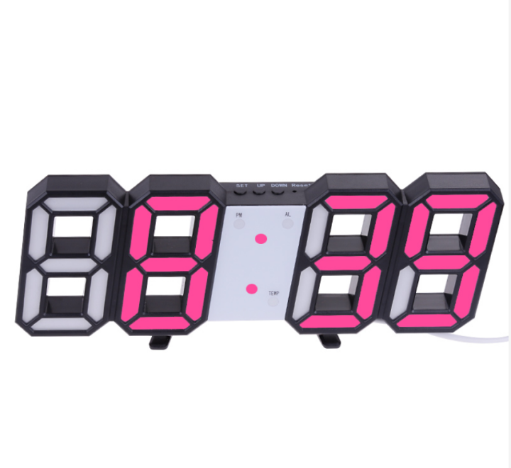 NEW 3D Large LED Digital Wall Clock Date Time Celsius Nightlight