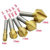 5ชิ้นชุดเจาะซิงค์เคาน์เตอร์ Hss ก้านหกเหลี่ยม5ขลุ่ย Countersink 90องศาคัตเตอร์ขูดลบมุม6-19มม. Dt7