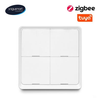 ❃☜♗ Yagusmart 4 Gang Tuya Zigbee Wireless Switch Wall Push Buttom Switches Work with Zigbee Hub Remote APP Control Alexa Google Home